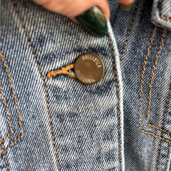 Hollister Twofer Hooded Sweatshirt Jean Jacket - Picture 2 of 8